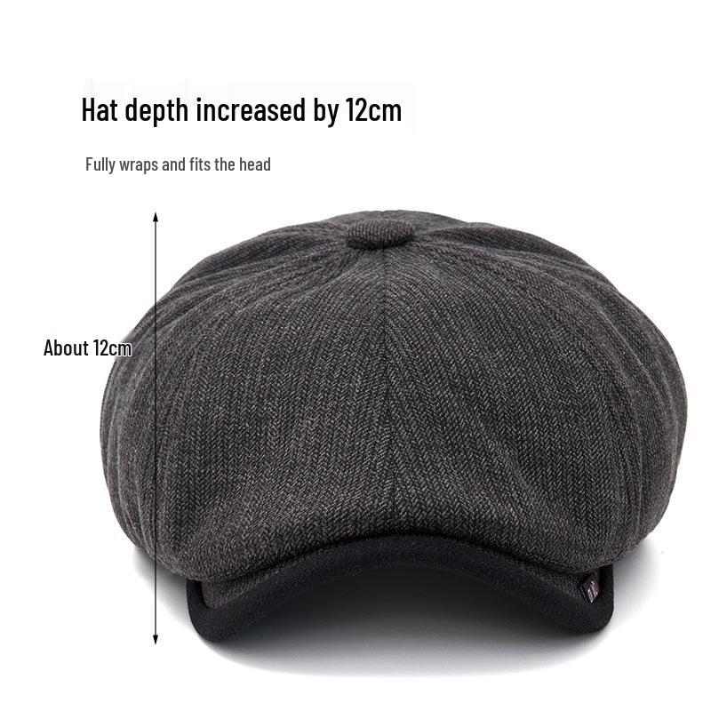 Autumn/Winter Wool Newsboy Cap: Unisex Warm Beret, British Retro Flat Cap, Men's Octagonal Duckbill Cap