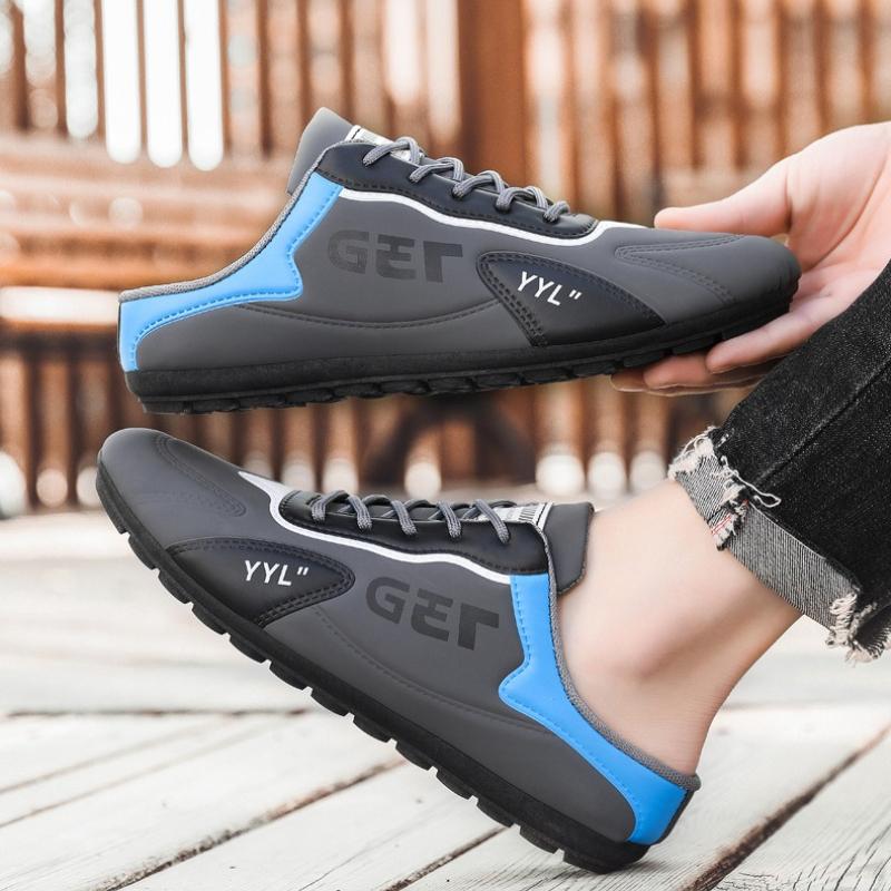 New Men's Shoes Korean Edition Trendy Versatile Casual Shoes Lazy Half Dragboard Shoes Bean Shoes Men