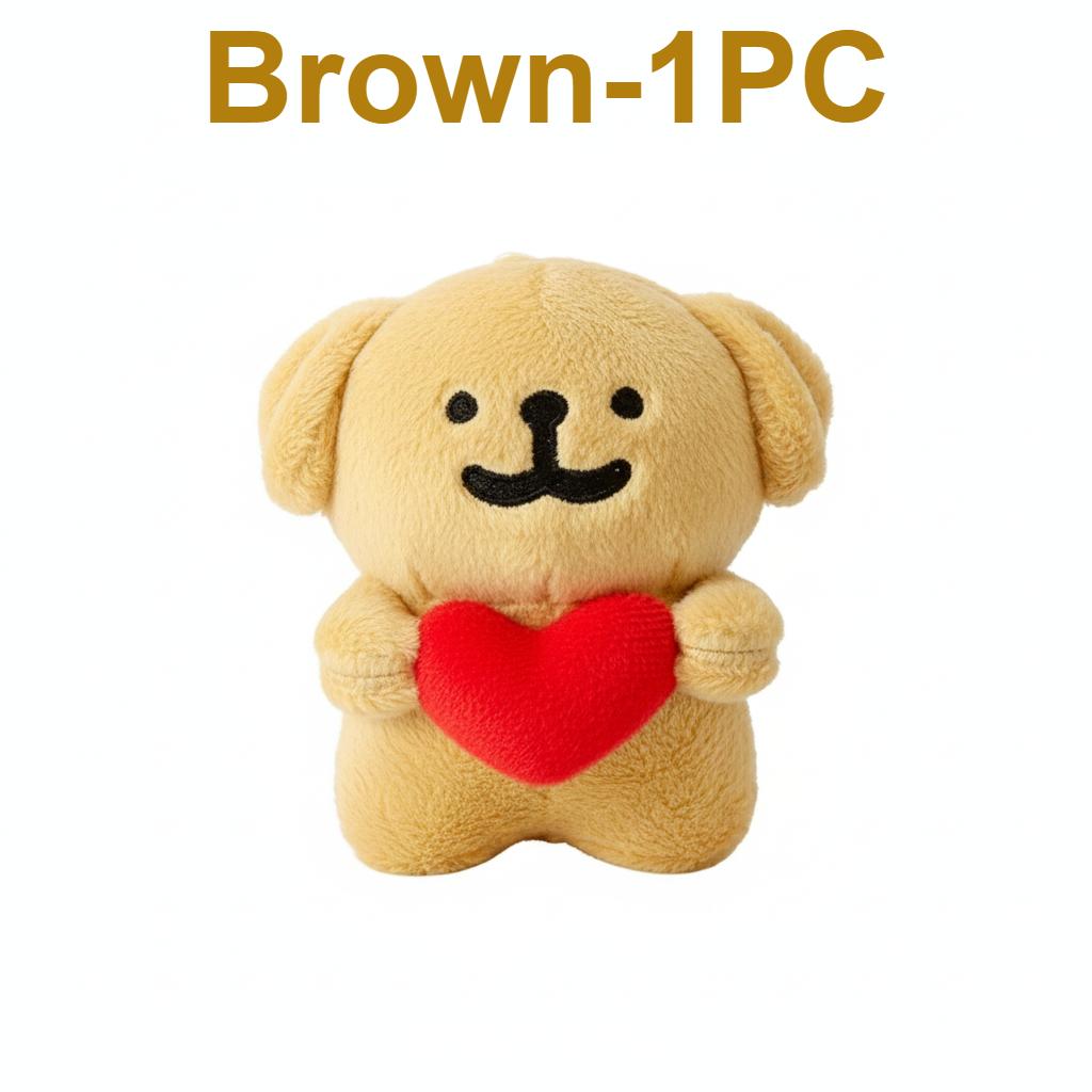 1-20PCS 3D Cute Plush Dog Keychain Soft Fabric Heart Line Design Puppy Toy Bag Pendant Gift Decorative Doll Accessories