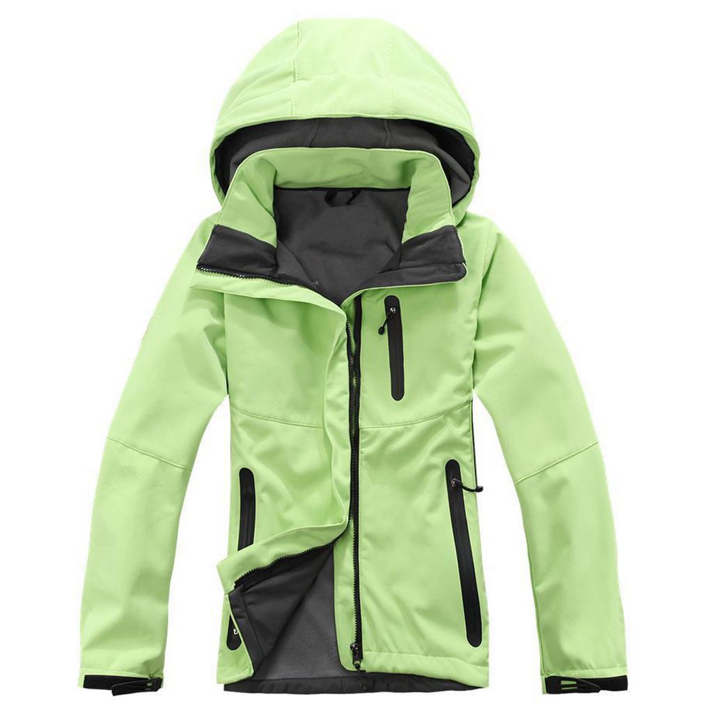 Sports & Outdoors Women Solid Color Waterproof Hooded Jackets Zip Climbing Coat