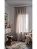 Imanqi Yun Striped Embroidery Semi-Blackout Curtains for Kitchen or Living Room, Country Style Bay Window Decor