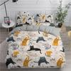 Cartoon Cat Down Comforter Set Bedding Set 3-piece Duvet Cover Set