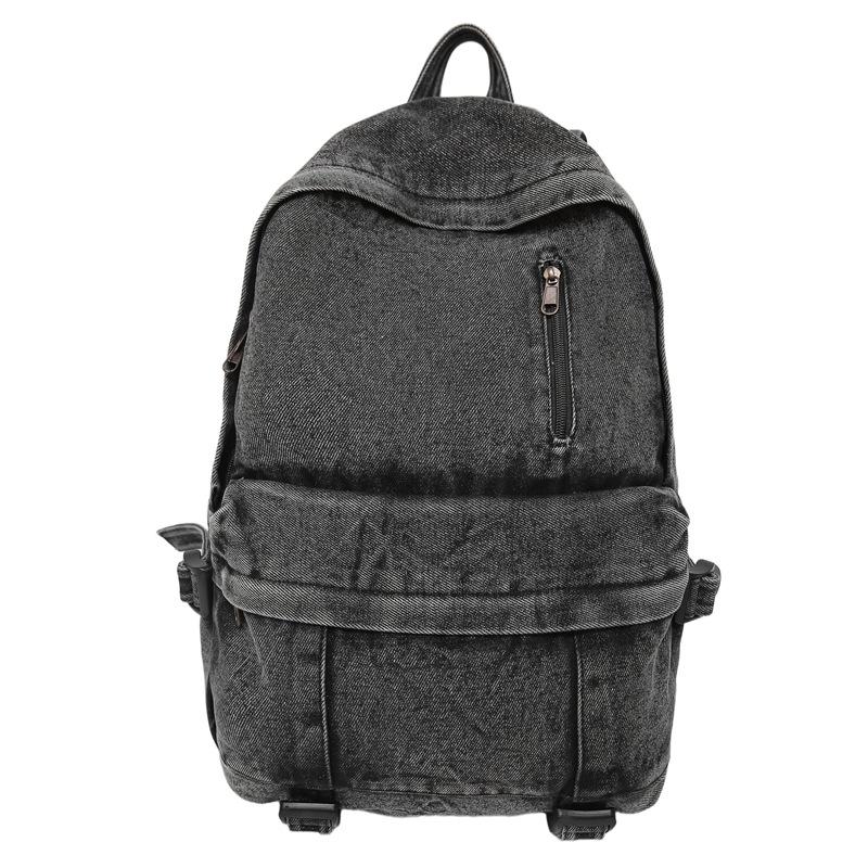 Harajuku denim backpack autumn new large-capacity men's and women's denim backpack