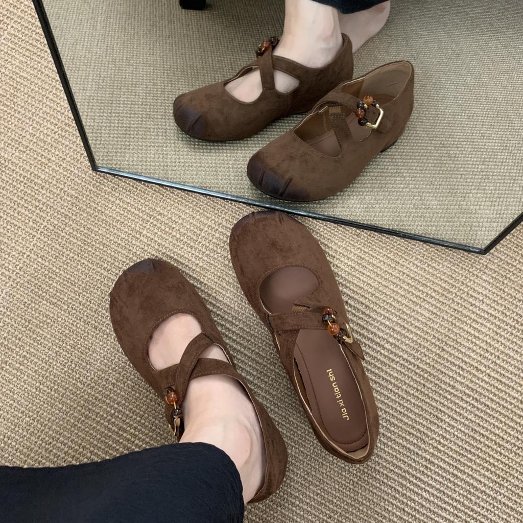 IPPEUM Women Mary Janes Shoes Red 2025 New Ballet Flats Round Toe Pumps