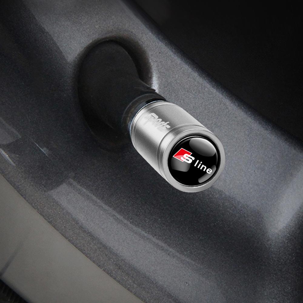 4Pcs Aluminum Metal Wheel Tire Valve Caps Dust Stem Cover For Audi Sline RS TT Quattro A4 A1 A3 8V 8P 8L A6 C7 A5 A7 A8 Q3 Q5 Q7