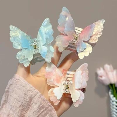 Fairy Butterfly Hair Claw Acetate Crab Hair Clip Summer Sweet Princess New Shark Clip for Women Girl Hairpin Hair Accessories