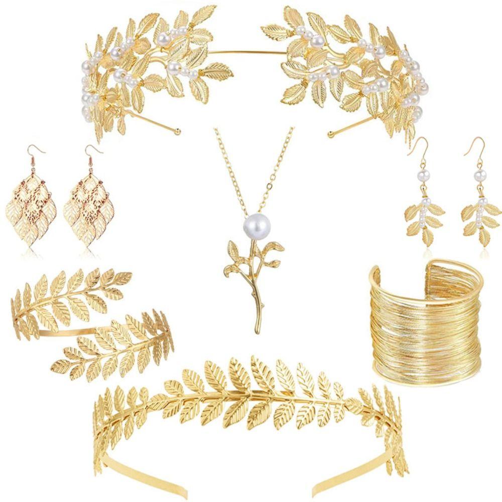 Gold Greek Goddess Hair Jewelry Bridal Earrings Rhinestone Jewelry Set  Hair Accessories