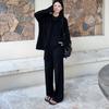 Temperament elegant knitted sweater set women's spring and autumn new loose lazy style casual top pants shawl three-piece set