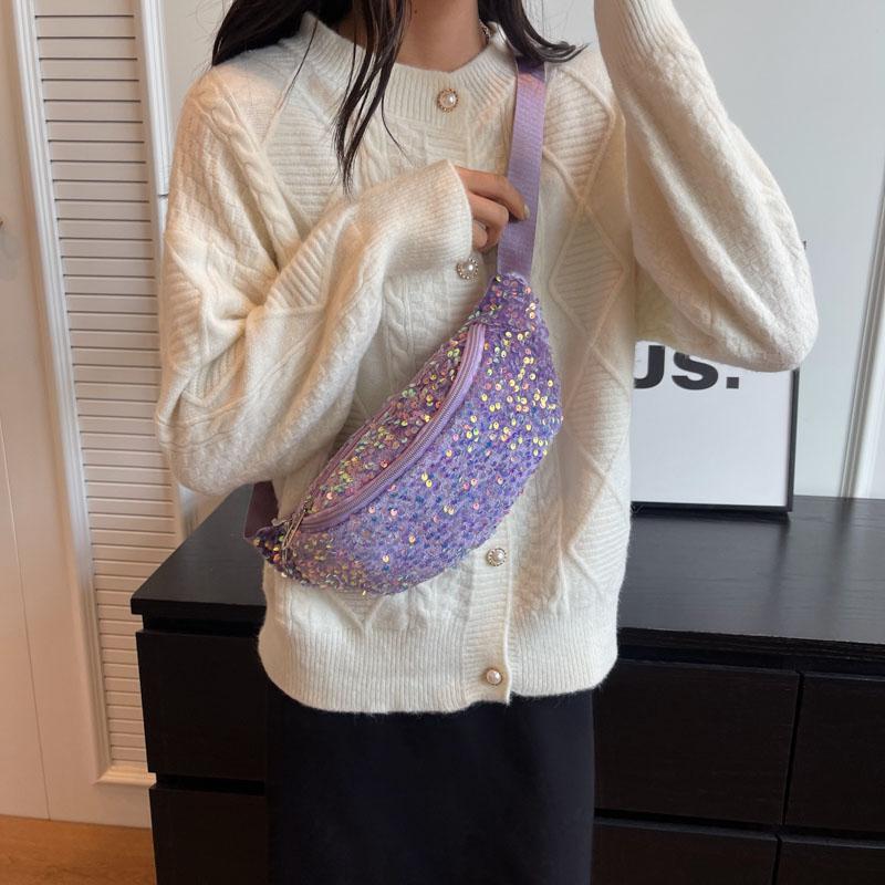 Luxury Women Sequins Waist Bag Fashion Fanny Pack Casual Shoulder Crossbody Chest Bag Female Hip Hop Belt Bags Trend