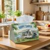 1pc Retro Outdoors Tissue Box - Multi-Functional Napkin Dispenser, Two Sizes Available Made of Durable Polyester, Decorated with Camper RV Lake Sign, 