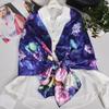 Blue Purple Silk Scarf Foulard Women Brand China Peony Long Scarves Printed Fall Winter100% Silk Ladies Scarf 170*53cm