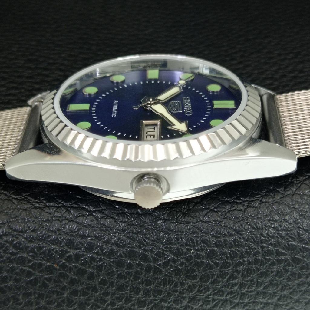 VINTAGE REFURBISHED SEIKO 5 AUTOMATIC 6309A JAPAN MENS BLUE DIAL WATCH a444295-1