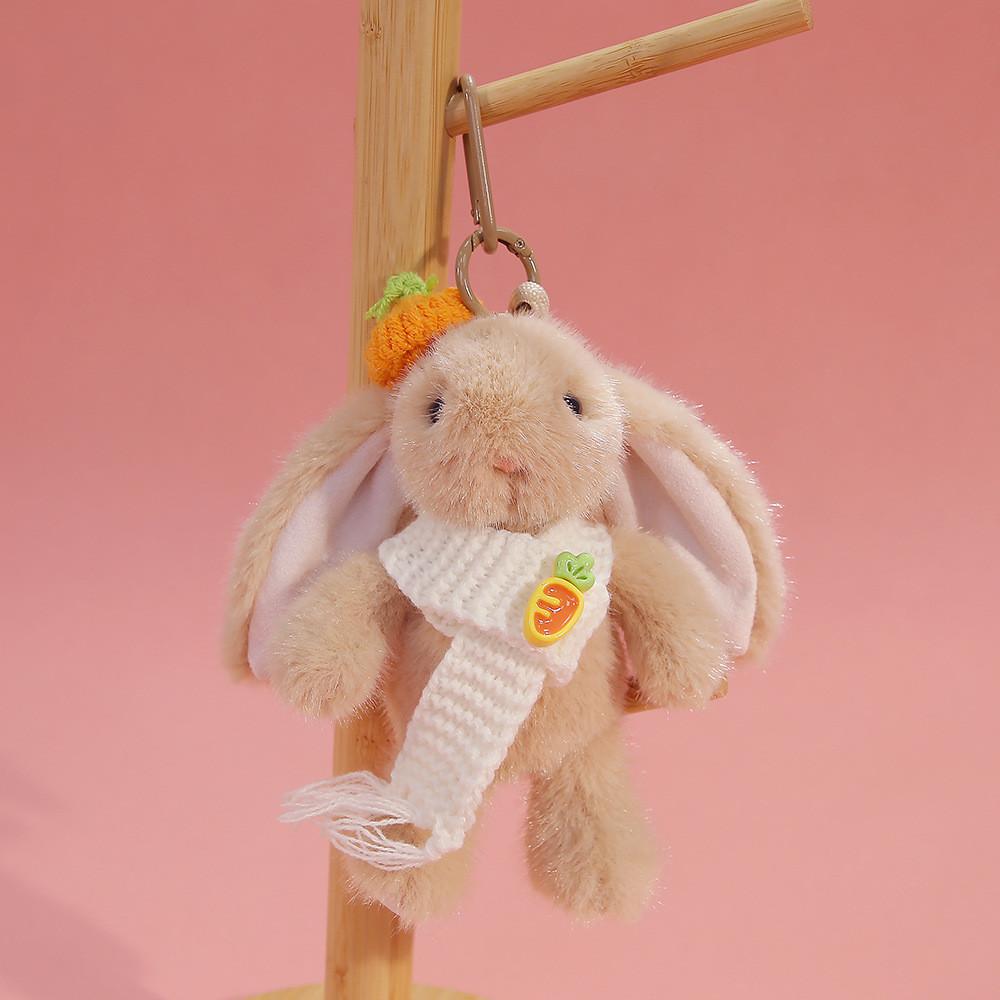 Plush Rabbit Keychain With Knitted Scarves And Hats Decor For Kids And Giftgiving