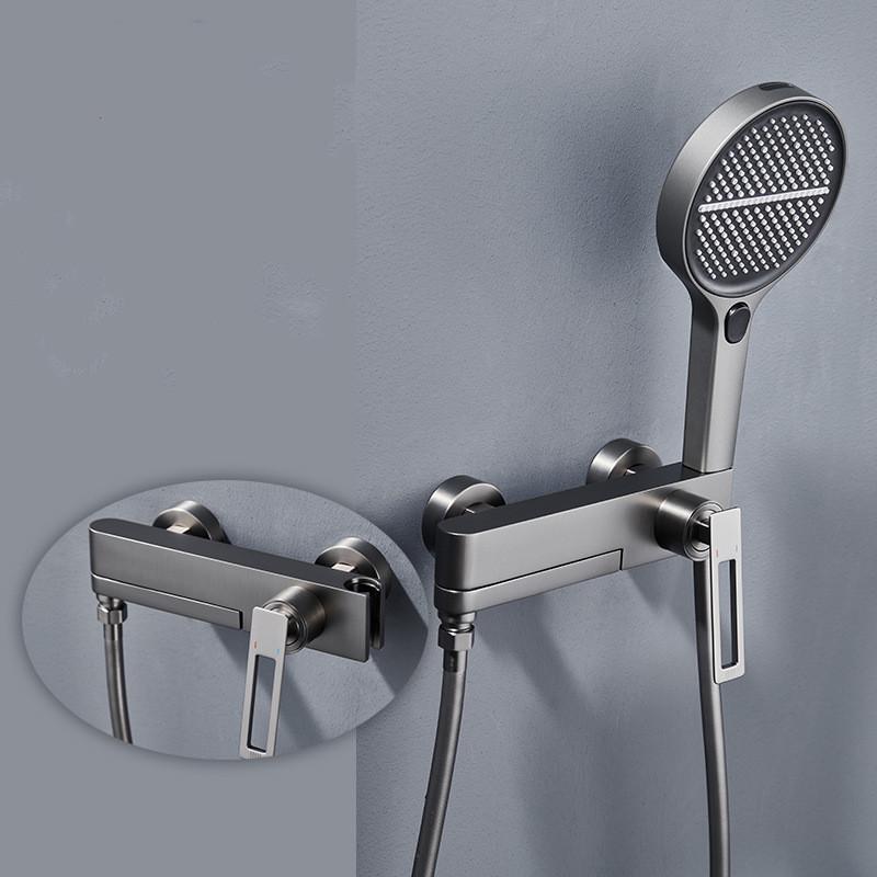 

Tuqiu Gray Bathroom Shower Faucet Set Wall Mounted Shower Faucet Cold and Hot Foldable Bath and Shower Mixer Taps Brass