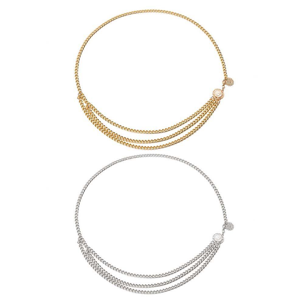 Decoration Zinc Zinc Alloy Chains Round Pendant Waist Chain Aluminum Chain Women Body Chain Metal Belts