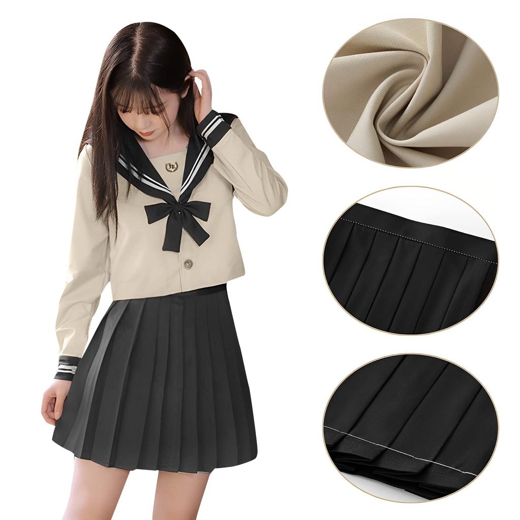 Sailor Authentic High School Two Long Sleeves and Short Sailor Bow JK School Pleated Bow Class Kansai School British High School Junior High School