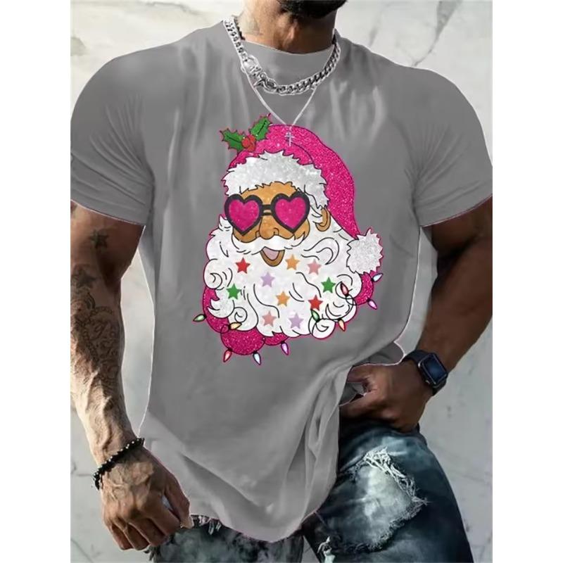 Christmas T-Shirt Funny 3d Santa Claus Print Tops Tees Mens T-Shirt Holiday Casual Harajuku Colorful Men's Clothing