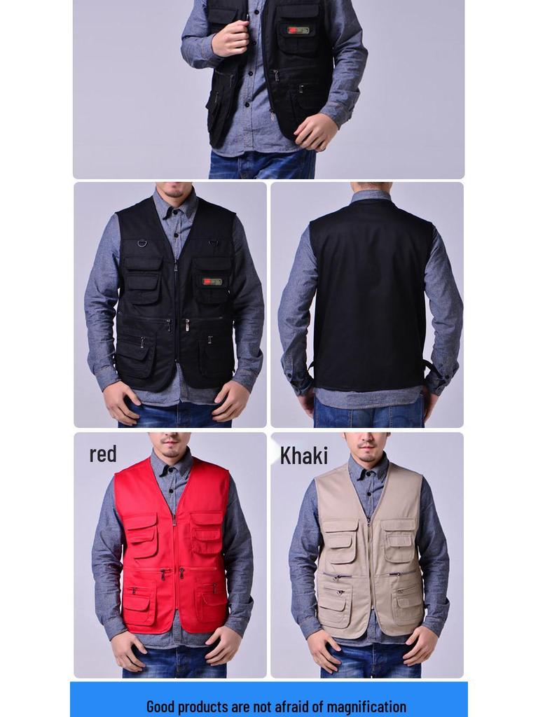 Vestă de pescuit de exterior pentru bărbați, respirabilă, cu buzunare multiple, pentru primăvară/toamnă