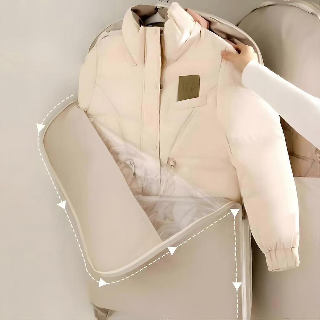 Hanging Garment Bag Space Saving with Self-Compression Zipper for Down Jacket and Dress, Large Vacuum Storage Bags for Clothes, Long Covers