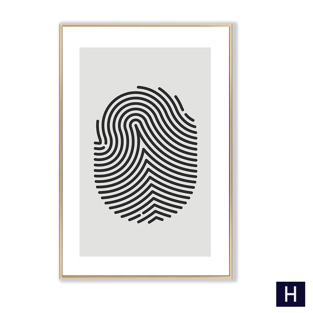 Arte Nordico Impronta Digitale Tela Poster Pittura Minimalista Stampa Astratta Immagine da Parete Nero Grigio Moderno Casa Decorazione Stanza