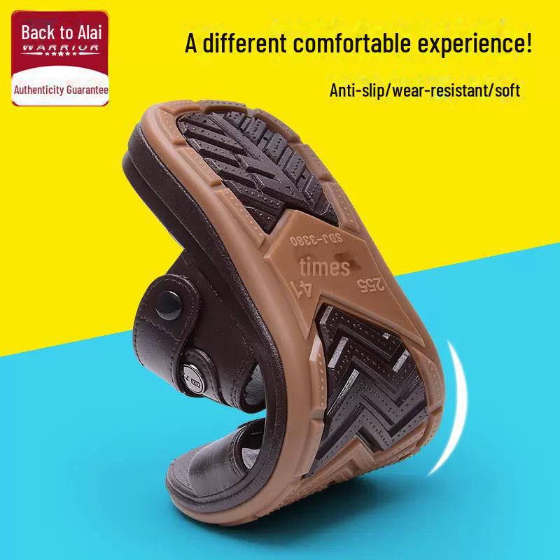 Shanghai Warrior Men's Thick-Soled Non-Slip Outdoor Sandals - Summer-Ready, Wear-Resistant, and Soft-Soled for Middle-Aged Dads.