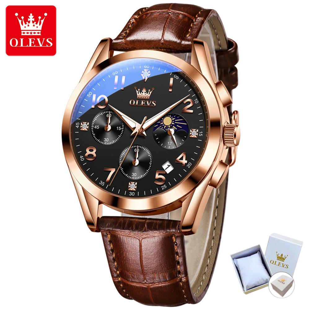 

OLEVS Мужские часы Многофункциональные спортивные кварцевые часы с хронографом Водонепроницаемые мужские часы