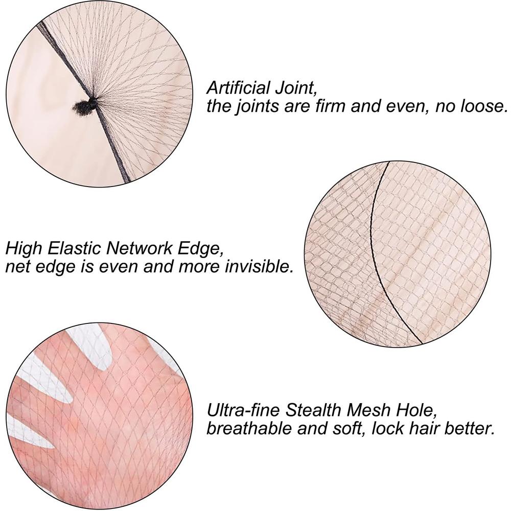 100pcs Black Invisible Hair Nets for Restaurant Workers, Dancers, and Wig Wear