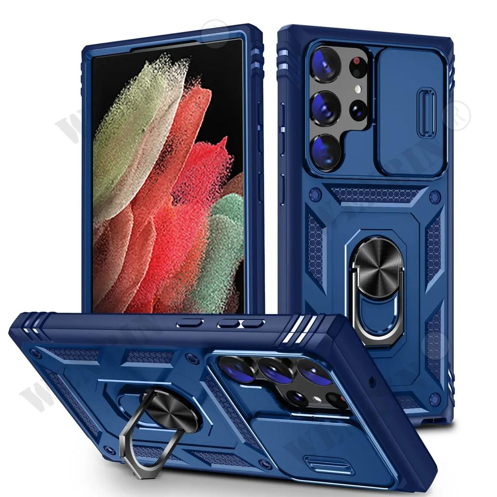 Case For Samsung S25 S24 S23 S22 Ultra Plus S24 FE A56 A36 Heavy Duty with Camera 360 Degree Rotate Kickstand Shockproof Cover
