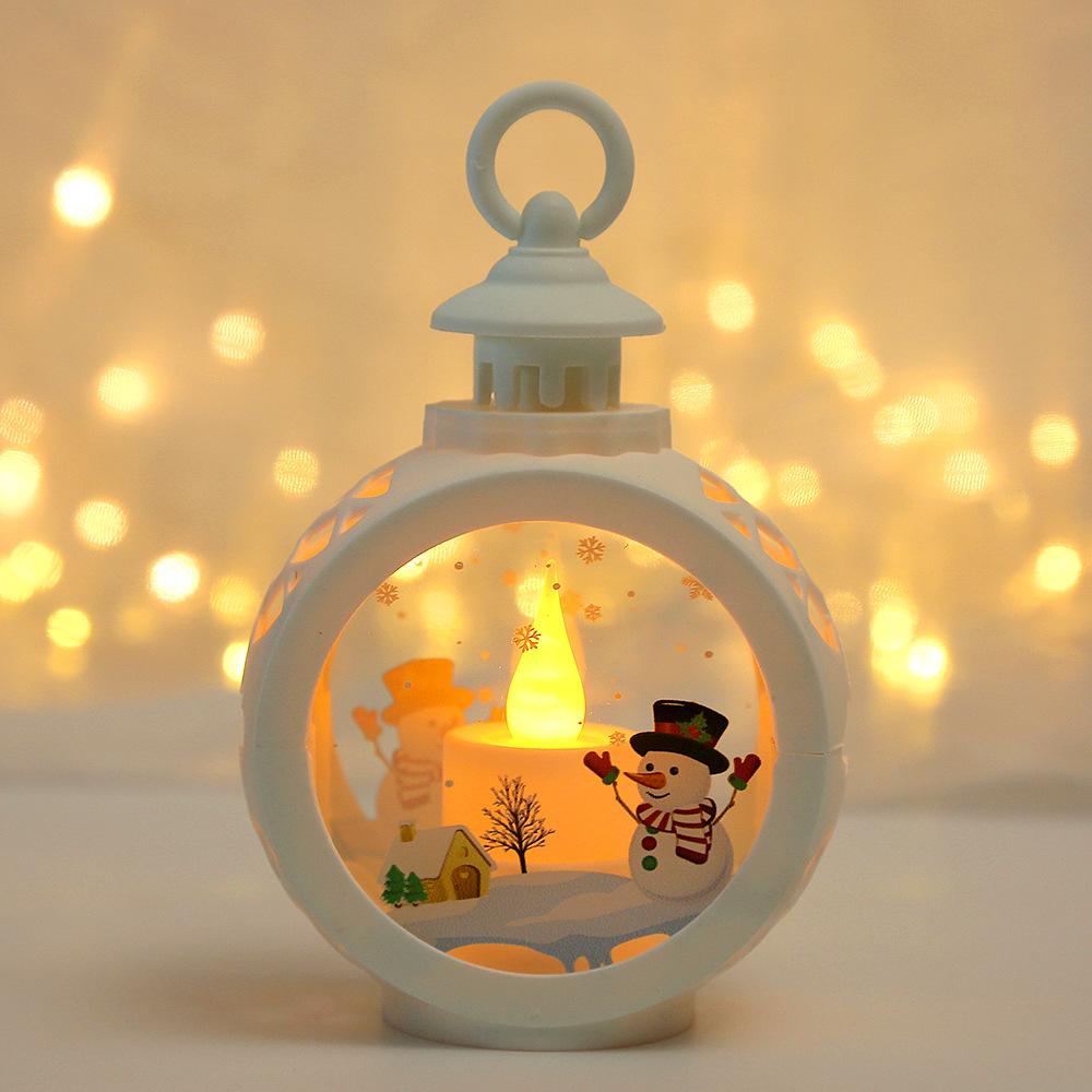Retro Christmas Round Lantern LED Candle Light Portable Atmosphere Setting Decoration Home Desktop Ornament Circular Lighting