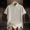 Polo de Seda de Hielo Retro Manga Corta Camiseta Polo para Hombre Verano Versátil Top Camiseta Bloque de Color Cuello Camiseta