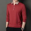 Herbst Neue Herren Herbst Langarm T-shirt Junge und Mittleren Alters Männer Lose Revers Einfarbig Polo Shirt Top Basis