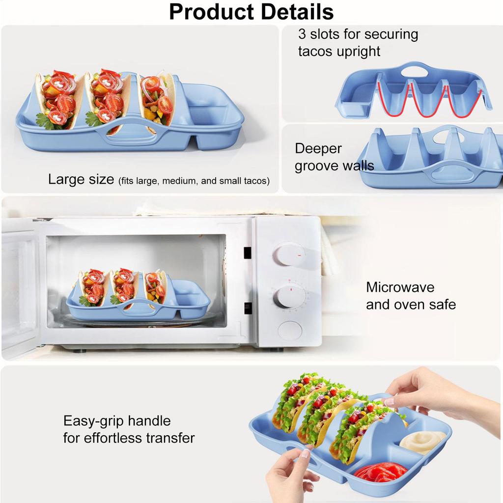 Taco Holder Silicone Taco Shells Holder Tray Reusable Bar Snacks Serving Plates For Home Kitchen Picnic Camping Barbecue Party
