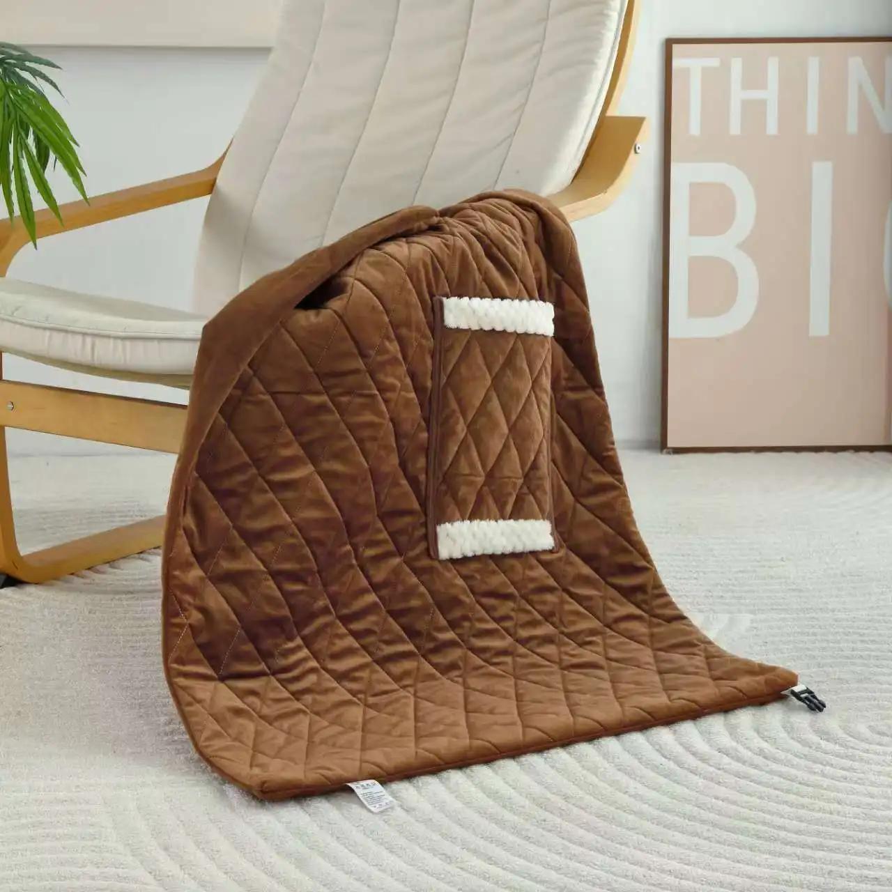 

Одеяло с подогревом от аккумулятора, USB-одеяло с подогревом, моющееся электрическое одеяло, электрический плед, перезаряжаемое одеяло с подогревом для семьи коричневый