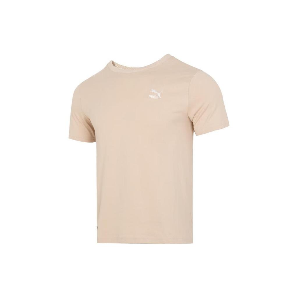 Puma Solid Color Casual Sport Training Comfortable Round Neck Short Sleeve T-Shirt SS24 Men Tops Apricot 630353-91