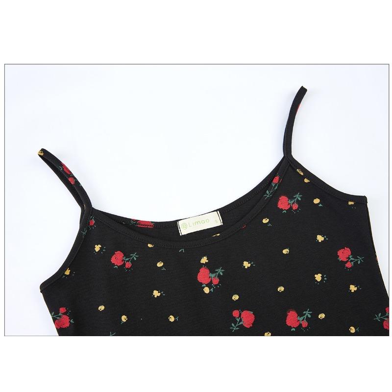 Women's Combed Cotton Printed Camisole Vest Summer Outwear Sexy Hottie Short Inner Sleeveless Tops