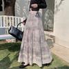 Blue Floral Tiered Skirt Embroidered High Waist A-Line Maxi French Ethereal Style QT2864