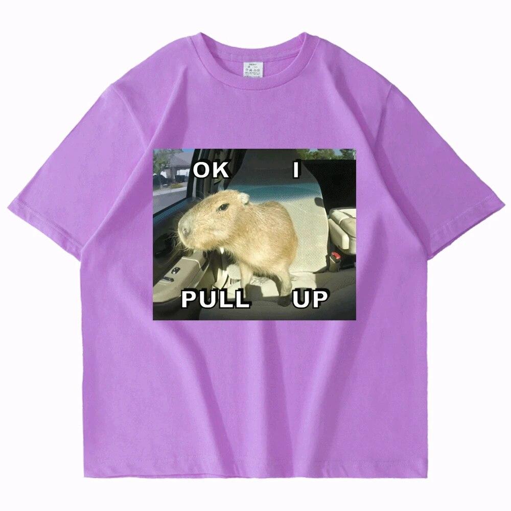 Capybara Meme lustige Streetwear Auto Pull Up Print T Shirt Capybaras Tops T-Shirts Shirt für Unisex Frauen Kawaii Vintage Sommer T-shirt