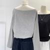 Slant Shoulder Long Sleeve Women's Clothing Style Interior Wide Truffle Shoulder Base Autumn Winter Shirt