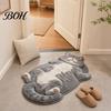 Tile And Wood Floor Mat Cute Cat Bathroom Rug, Anti-Slip Absorbent Bath Washable Plush Easy Care Kitty Door for Entrance Kitchen Home Decor Safety Rug