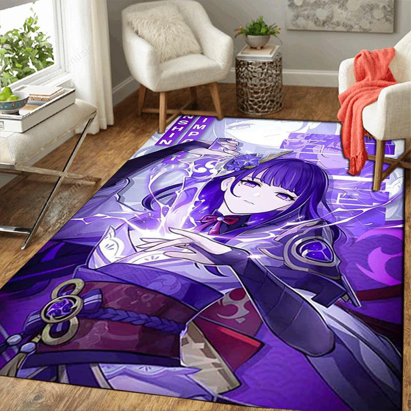 Raiden Shogun Rug Floor Mat for Living Room or Bedroom Soft and Comfortable Carpet a Gift for Birthday and Holiday.DFF0925378
