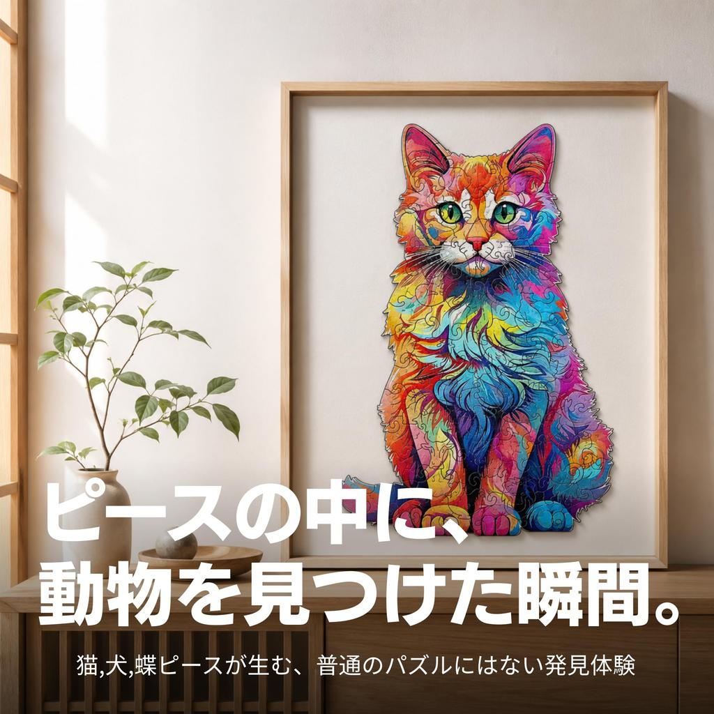 Wooden Jigsaw Pieces Puzzle, Animal-shaped (cat)