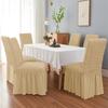 Seersucker High Back Chair Cover With Skirt Elastic Wedding Chair Slipcovers All-Inclusive Seat Covers Living Room Funda Silla