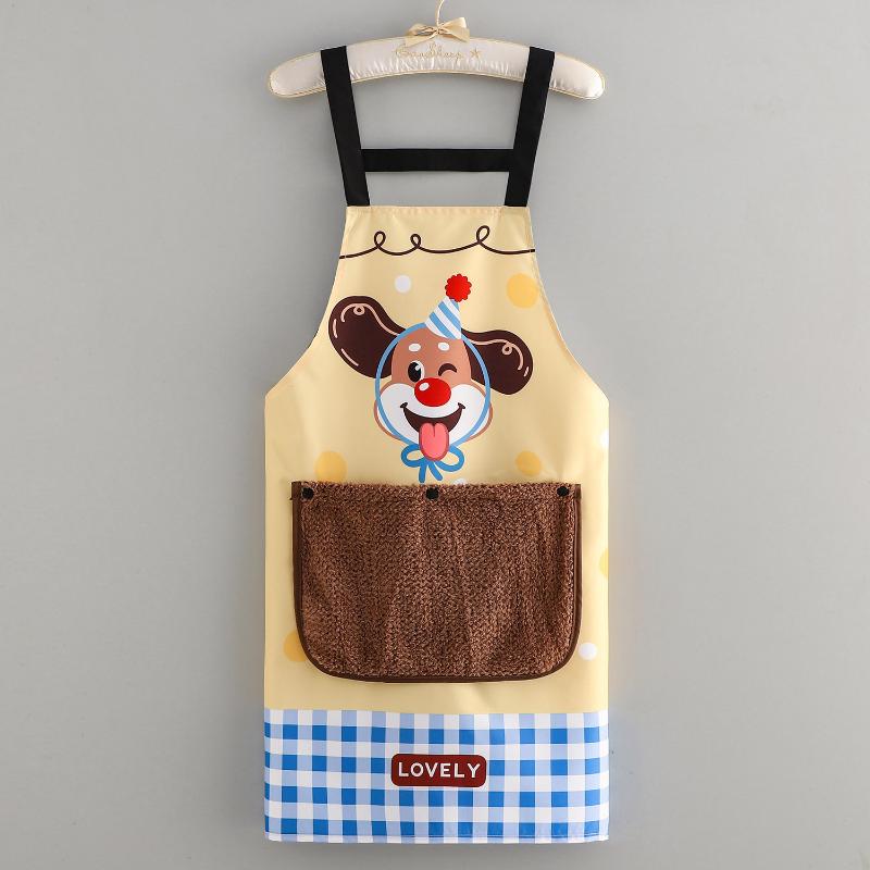 Cute Cartoon Cat Dog Apron With Large Wipe Hand Pocket Waterproof Sleeveless Bib Apron For Kitchen Cooking Household Cleaning