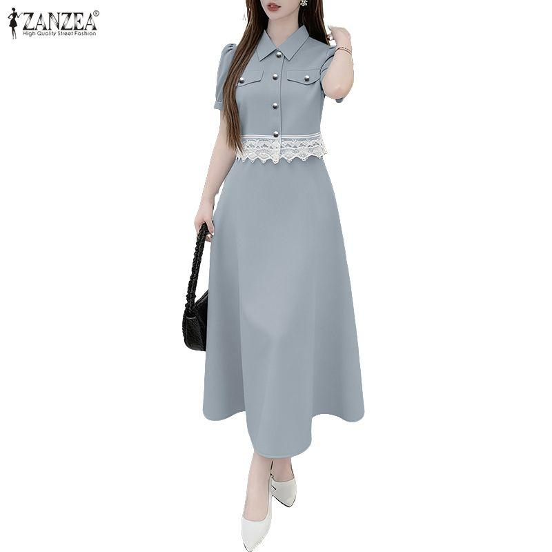 ZANZEA Dámské letní dvoudílné oblekové soupravy s krátkým rukávem a dlouhou sukní