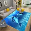 3D Illusion Mořské dno Podmořský svět Dolphin Shark Area Koberec,Koberec do obývacího pokoje Ložnice Rohožka Rohožka na podlahu, Protiskluzová podložka
