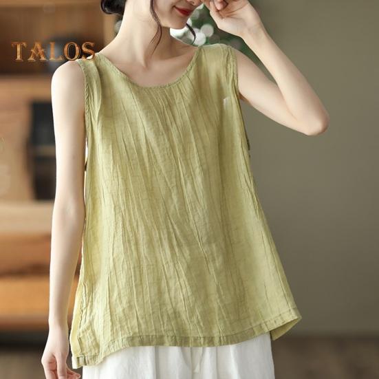 Chaleco de mujer, cuello redondo, sin mangas, color sólido, camisetas sin mangas, color sólido, ajuste holgado, chaleco deportivo fino, ropa de calle