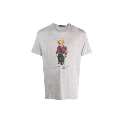Polo Animal Pattern Crew Neck Short Sleeve T-Shirt Men Tops Gray 710854497025-GREY