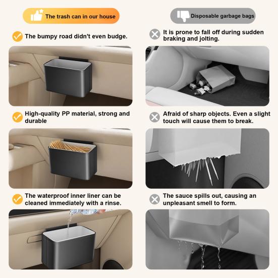 Auto-Mülleimer für Fahrzeuginnenraum Multifunktionale Organizer-Box für Beifahrersitz Aufbewahrungstasche für Auto-Taschentücher Müll