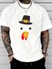 Camiseta Unisex Divertida para Niño Joven de Acción de Gracias con Cara de Pavo y Sombrero de Peregrino