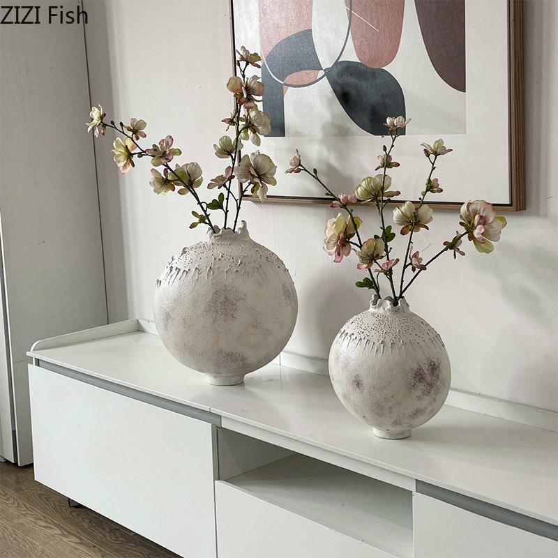 Uneven Moon Surface Vase Resin Handicrafts Plant Pots Table Decoration Flowers Arrangement Floral Vases Room Aesthetic Decor